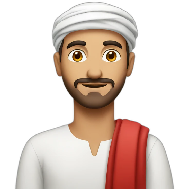 Arabic guy with red and right square like quatary emoji