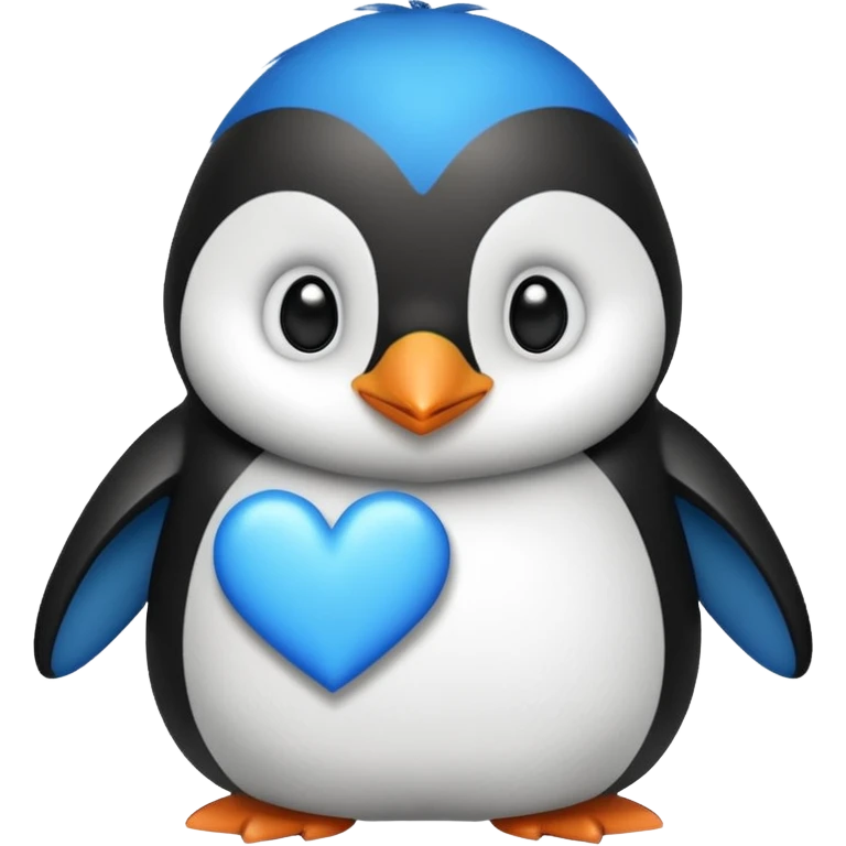 loving cute penguin whit blue hearts around him emoji