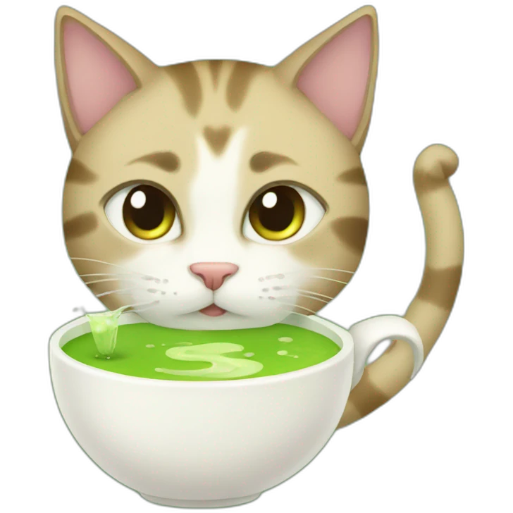 Cat drinking matcha emoji