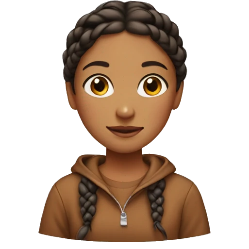 a girl with braids and a brown sweatshirt  emoji
