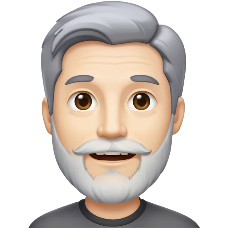 man in his 40s, grey and black hair, light beard, space in between his teeth emoji