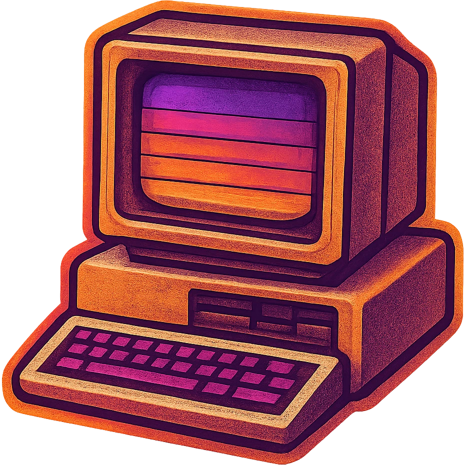 A vintage desktop computer with monitor and keyboard emoji