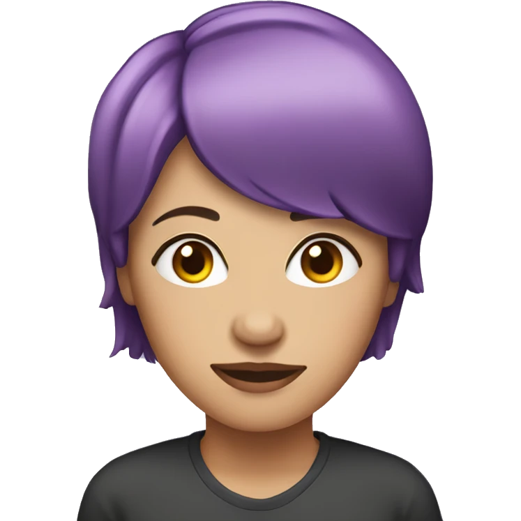 Woman with short purple hair on oxygen emoji