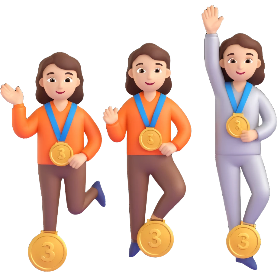 3 winners in 1st, 2nd & 3rd place emoji emoji