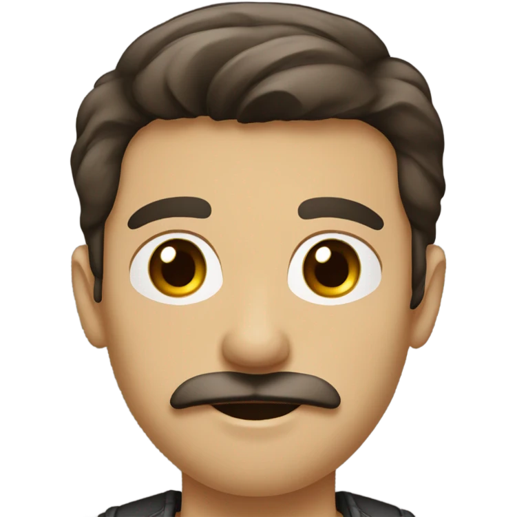 a young brunette with a mustache and beard emoji