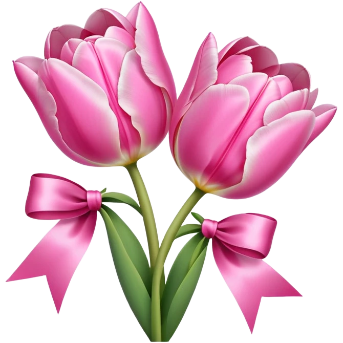 Pink tulips with a bow emoji
