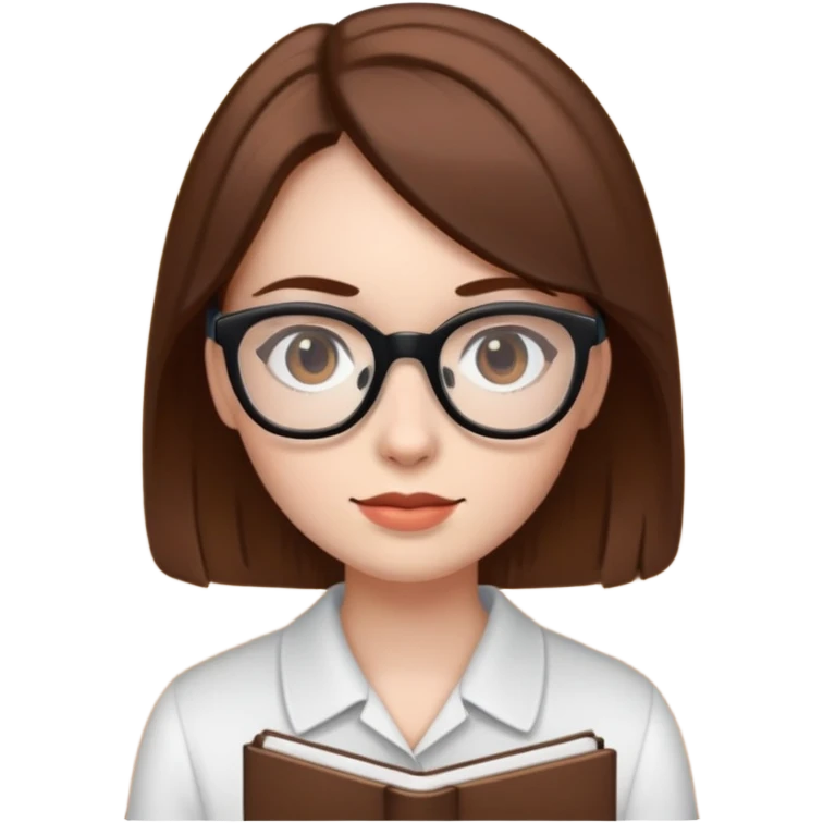 A girl with white skin , brown hair, black eyes who is a English teacher emoji
