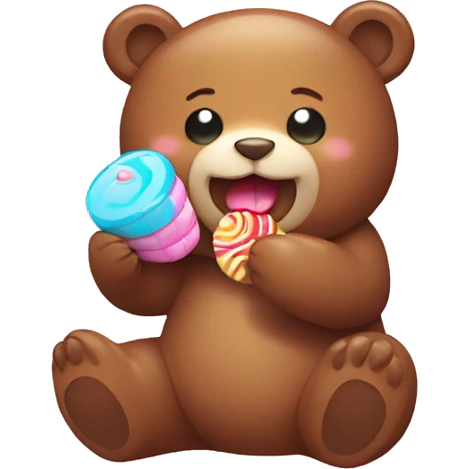 Kawaii bear eating candy  emoji