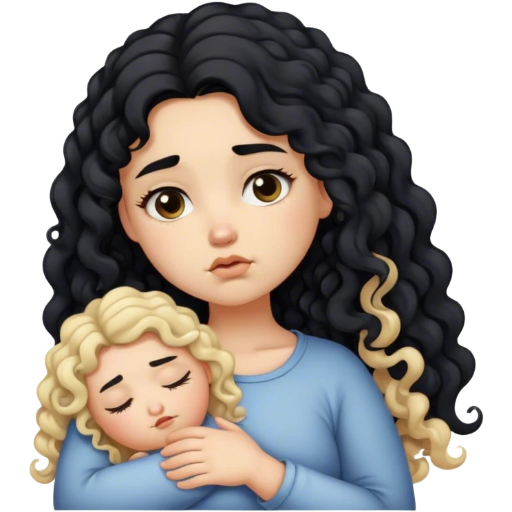 black hair blond girl with long curly hair make her little chubby sleepy  emoji