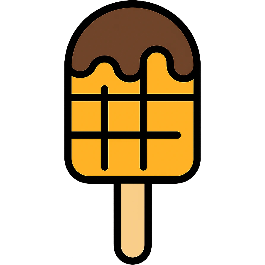waffle on a stick with chocolate, fun and appetizing, icon style emoji