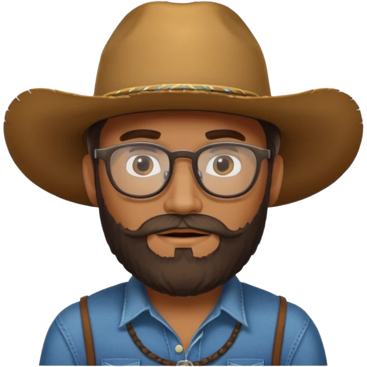 bearded cowboy with one glasses emoji