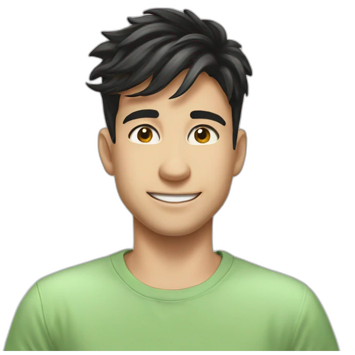 Green shirt guy smiling up. emoji