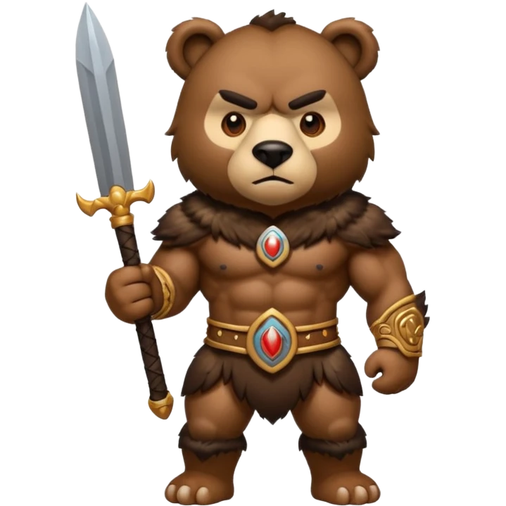 oso guerrero, warrior bear emoji style, fierce and strong emoji
