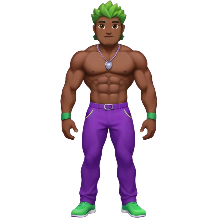 A big green man with abs and purple pants emoji