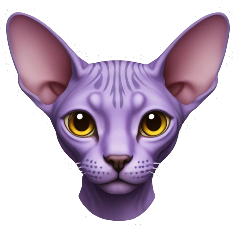 Purple sphynx cat head emoji