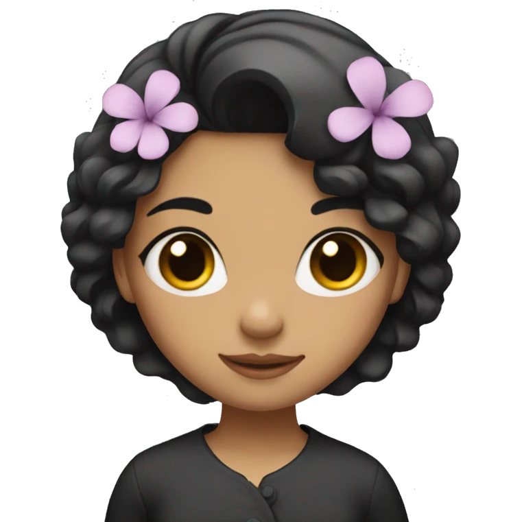 girl with black hair flower emoji