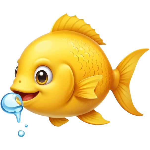 A cute cartoon fish with a funny peeing expression emoji