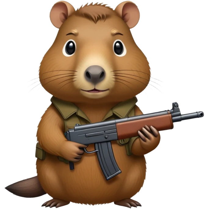 Capybara with mp40 gun  emoji