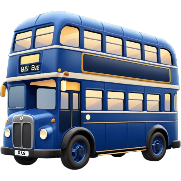 A dark blue double decker bus with cute cosy outdoor string twinkle lights emoji