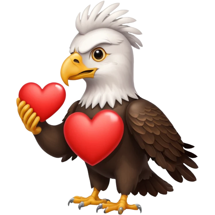 an eagle holding a red heart emoji