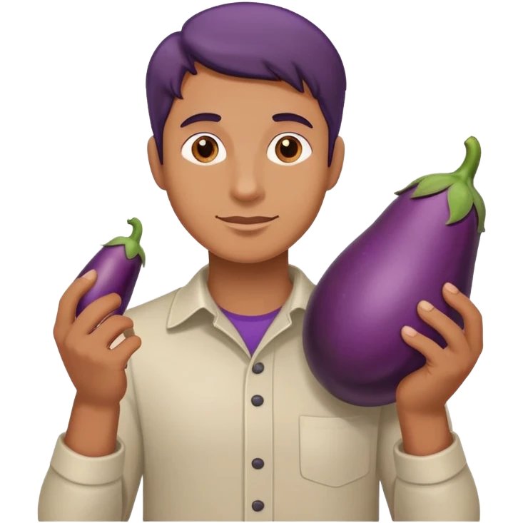 man holding a eggplant  emoji