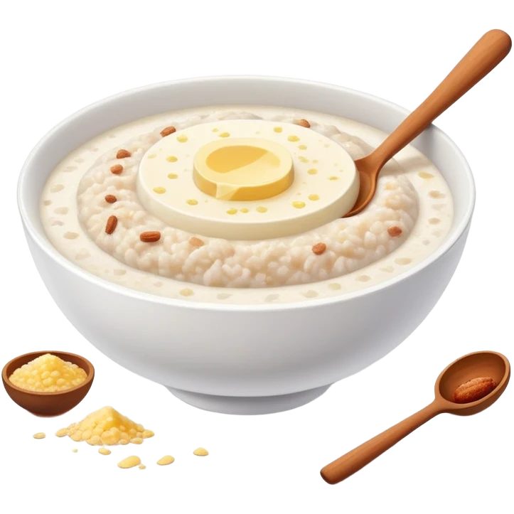 rice porridge with sugar, butter and cinnamon powder emoji