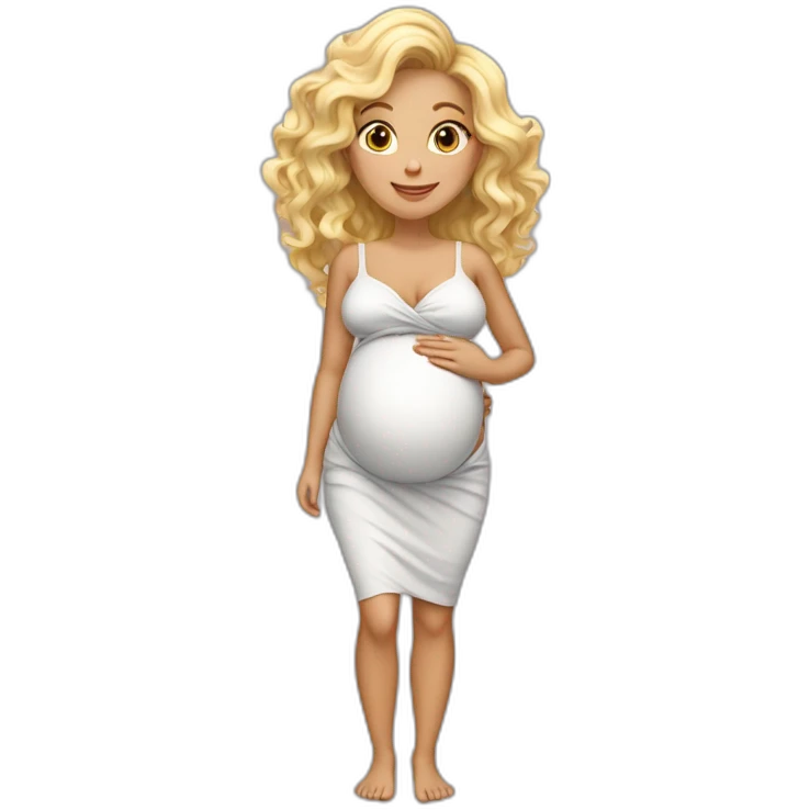 adorable pregnant blond full body women with beach-wave-hair emoji