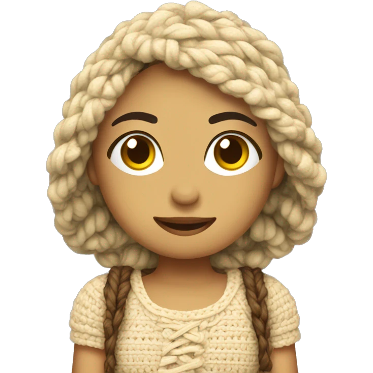 Chica haciendo crochet sentada emoji