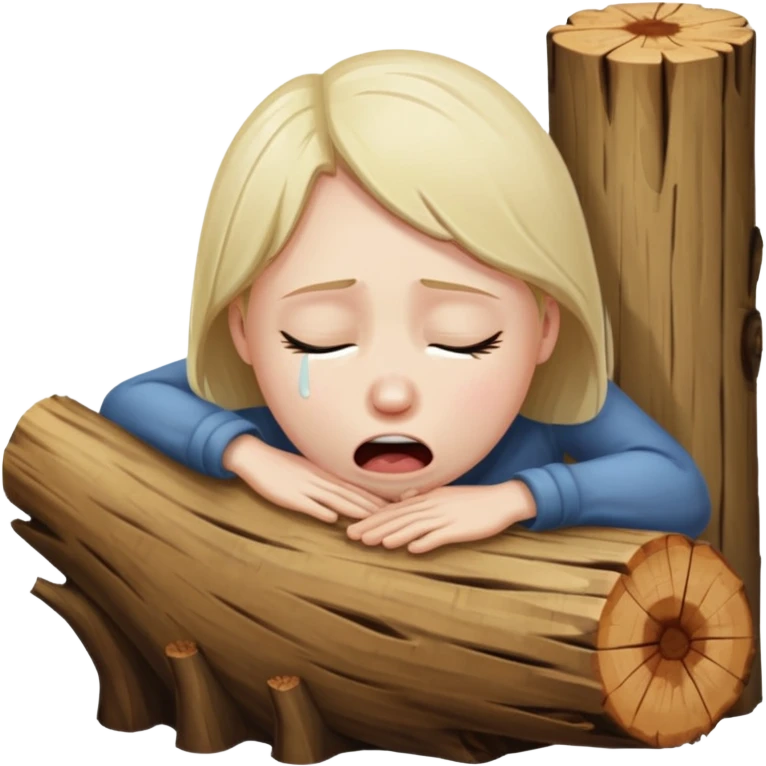 Crying sucking a log emoji