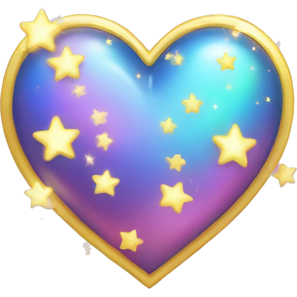 Iridescent heart with twinkle stars emoji