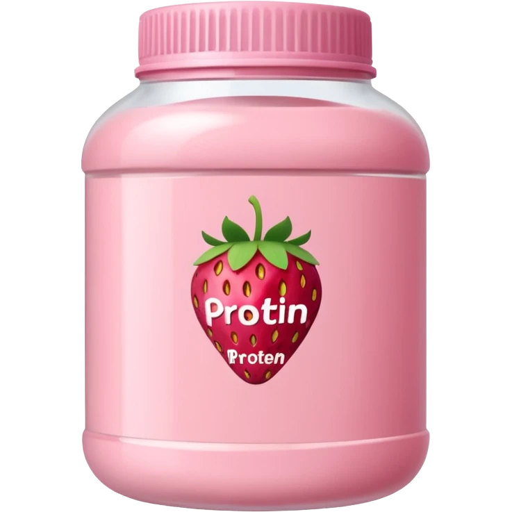 strawberry protein powder jar labeled strawberry picture icon emoji
