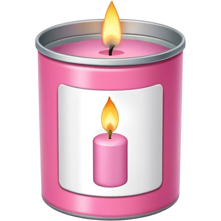pink candle tin with label emoji