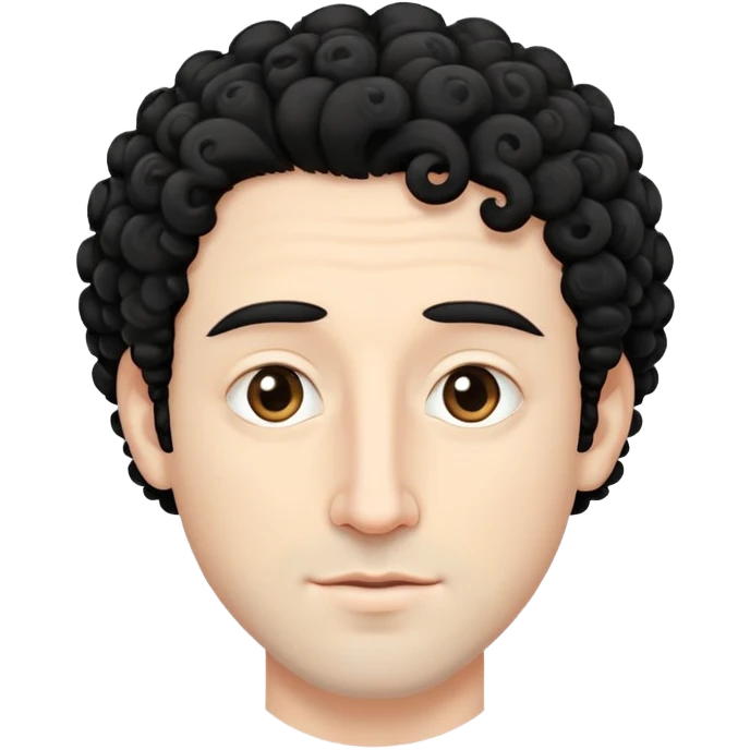 white Guy with curly black hair (not too curly), no facial hair, 40 years old, big nose, oriental eyes emoji
