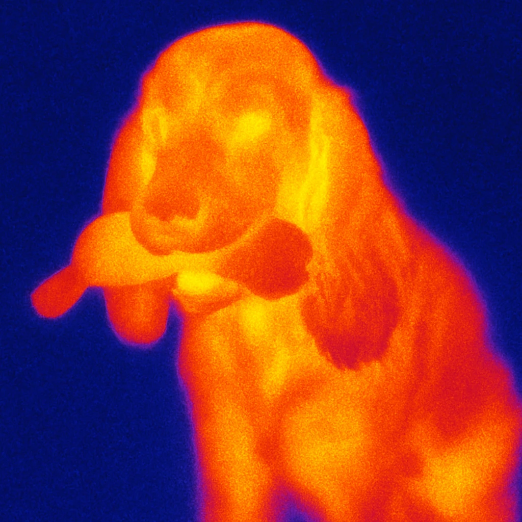 Russian Cocker Spaniel with a toy emoji