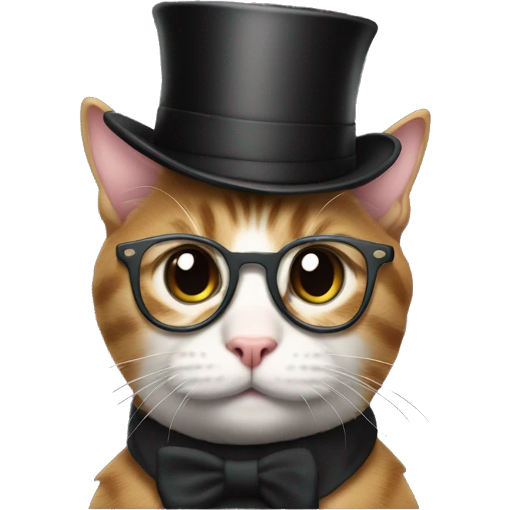￼ cat wearing a top hat and glasses emoji