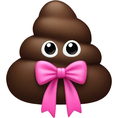 Dark brown poo with pink bow emoji
