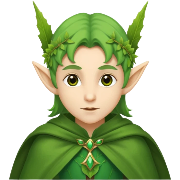 Forest Elf – elegant green-skinned elf with leaf crown and cloak emoji
