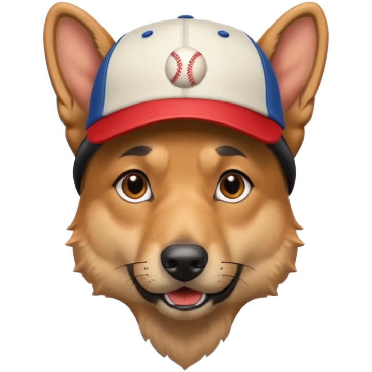 German shephard head with cap wore backwards  emoji