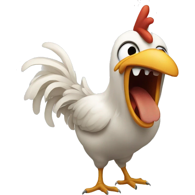 chicken screaming with teeth emoji