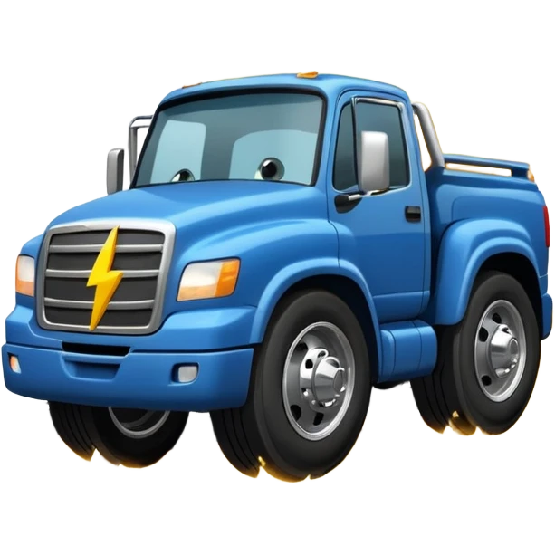 A front semi steer tire that is flat getting stuck by a lightning bolt add highway emoji