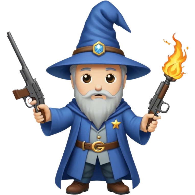 A wizard 🧙 holding a gun 🔫 emoji