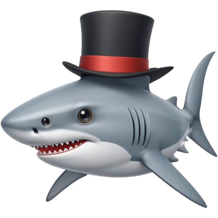 Shark with a top hat emoji