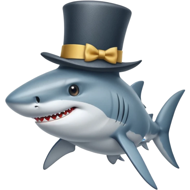 Shark with a top hat emoji