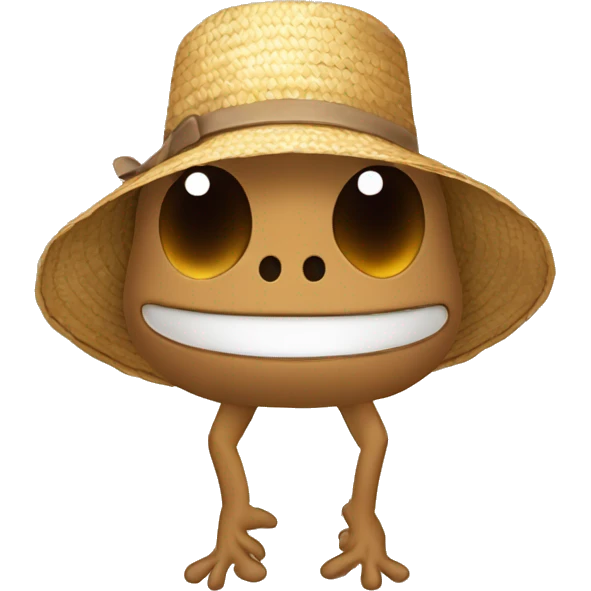 2D Cartoonish brown coqui wiith a straw hat emoji