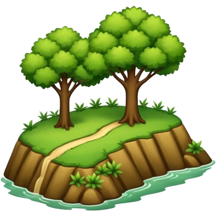 simple trees, river, and land emoji