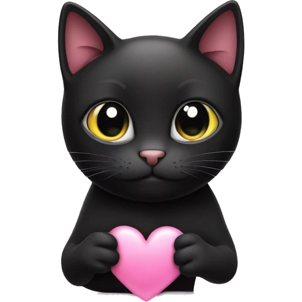 Black cat with pink heart in his arms  emoji