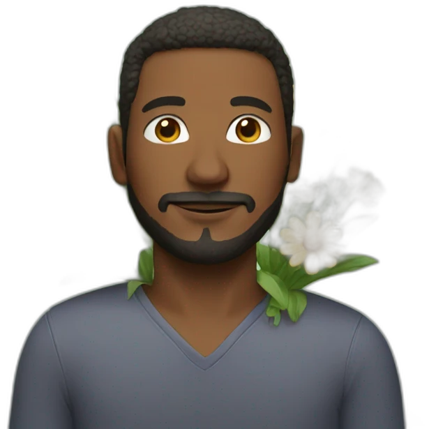 man with flowers emoji
