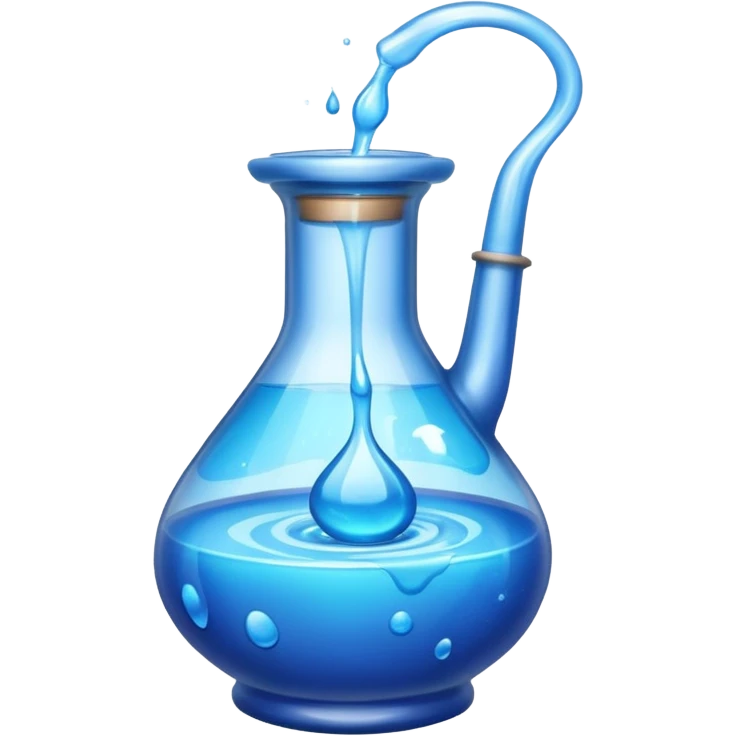 Blue potion bottle open with the liquid falling out (Upside-down with no cork) emoji