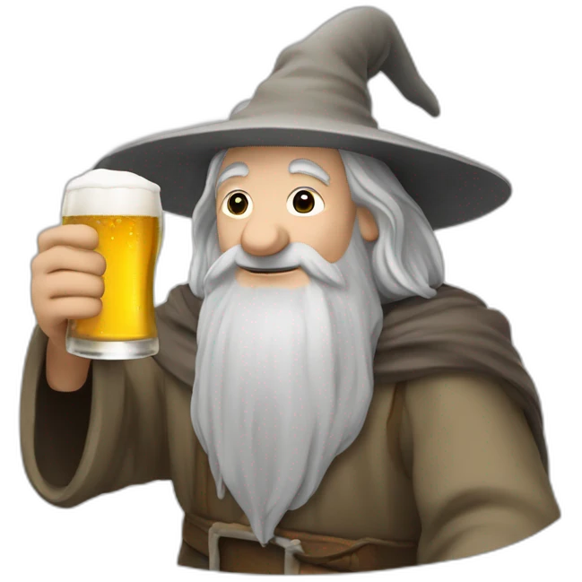 Gandalf drinking a beer emoji