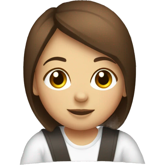Cute girl with short brown hair sitting inside a white Subaru XV  emoji